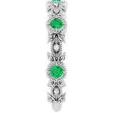 Platinum Round Natural Emerald Leaf Ring - view 9