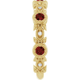 14K Gold Round Natural Mozambique Garnet Leaf Ring - Yellow Gold - view 9