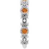 Platinum Round Natural Citrine Leaf Ring - view 9