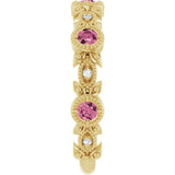 14K Gold Round Natural Pink Tourmaline Leaf Ring - Yellow Gold - view 9