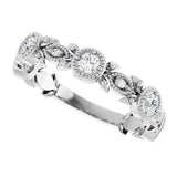 Platinum Round Natural Diamond Leaf Ring – 2.5mm Stones - view 10