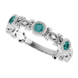 14K Gold Round Lab-Grown Alexandrite Leaf Ring - White Gold - view 10