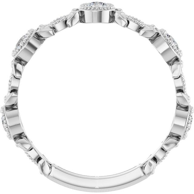 Platinum Round Natural Diamond Leaf Ring – 2.5mm Stones - view 7