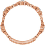 14K Gold Round Natural Diamond Leaf Ring – 2.5mm Stones - Rose Gold - view 7