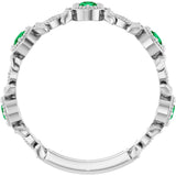 14K Gold Round Natural Emerald Leaf Ring - White Gold - view 7