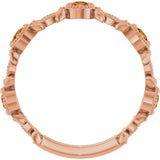 14K Gold Round Natural Citrine Leaf Ring - Rose Gold - view 7