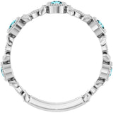 Platinum Round Natural Blue Zircon Leaf Ring - view 7
