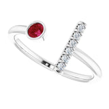 Platinum Round Natural Ruby Bar Ring - view 10