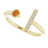14K Gold Round Natural Citrine Bar Ring - Yellow Gold - view 10