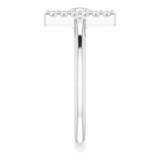 14K Gold Round Natural Aquamarine Bar Ring - White Gold - view 9