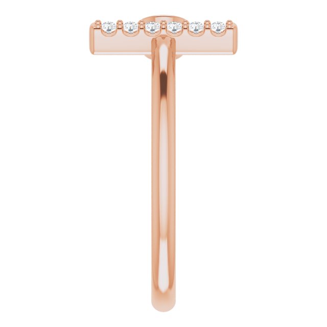 14K Gold Round Lab-Grown Blue Sapphire Bar Ring - Rose Gold - view 9
