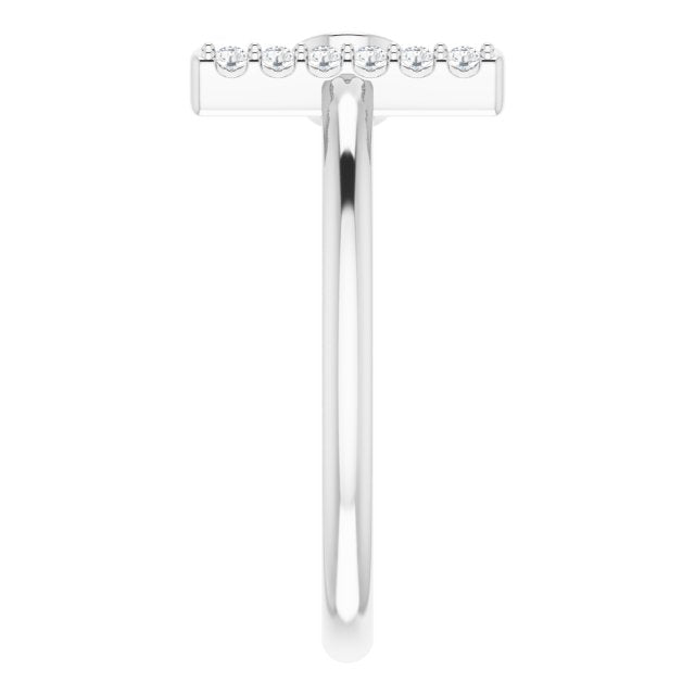 14K Gold Round Natural Pink Tourmaline Bar Ring - White Gold - view 9