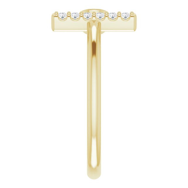 14K Gold Round Natural Blue Zircon Bar Ring - Yellow Gold - view 9