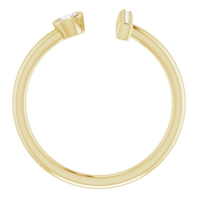 14K Gold Round Natural Diamond Bar Ring – 3mm Stones - Yellow Gold - view 7