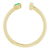 14K Gold Round Lab-Grown Emerald Bar Ring - Yellow Gold - view 7