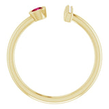 14K Gold Round Lab-Grown Ruby Bar Ring - Yellow Gold - view 7