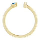 14K Gold Round Natural Blue Sapphire Bar Ring - Yellow Gold - view 7
