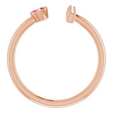 14K Gold Round Natural Pink Tourmaline Bar Ring - Rose Gold - view 7