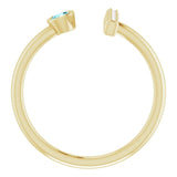 14K Gold Round Natural Blue Zircon Bar Ring - Yellow Gold - view 7