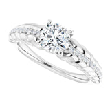 14K Gold Round Natural White Sapphire & Natural Diamond Accented Rope Ring - White Gold - view 5