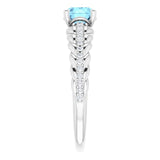 Platinum Round Natural Aquamarine & Natural Diamond Accented Rope Ring - view 4