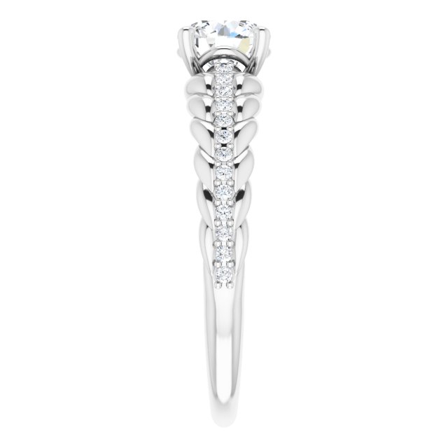 14K Gold Round Natural White Sapphire & Natural Diamond Accented Rope Ring - White Gold - view 4