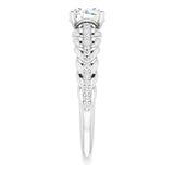 Platinum Round Natural White Sapphire & Natural Diamond Accented Rope Ring - view 4