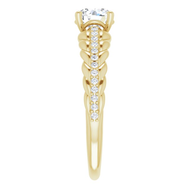 14K Gold Round Natural White Sapphire & Natural Diamond Accented Rope Ring - Yellow Gold - view 4