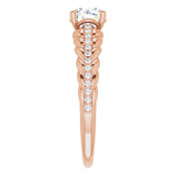 14K Gold Round Natural White Sapphire & Natural Diamond Accented Rope Ring - Rose Gold - view 4