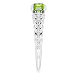 14K Gold Round Natural Peridot & Natural Diamond Accented Rope Ring - White Gold - view 4
