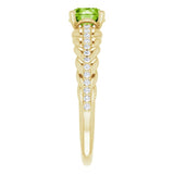 14K Gold Round Natural Peridot & Natural Diamond Accented Rope Ring - Yellow Gold - view 4