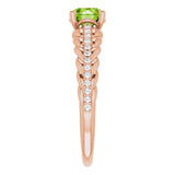 14K Gold Round Natural Peridot & Natural Diamond Accented Rope Ring - Rose Gold - view 4