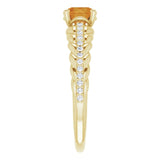 14K Gold Round Natural Citrine & Natural Diamond Accented Rope Ring - Yellow Gold - view 4
