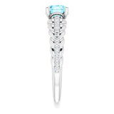 14K Gold Round Natural Blue Zircon & Natural Diamond Accented Rope Ring - White Gold - view 4