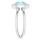 Platinum Oval Natural Aquamarine & Natural Diamond Halo-Style Ring – 8x6mm - view 4