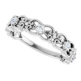 Platinum Round Natural Diamond Vintage-Inspired Scroll Ring - view 10