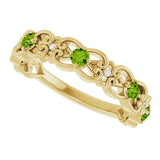 14K Gold Round Natural Peridot Vintage-Inspired Scroll Ring - Yellow Gold - view 10