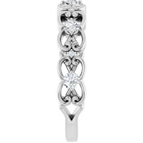 Platinum Round Natural Diamond Vintage-Inspired Scroll Ring - view 9