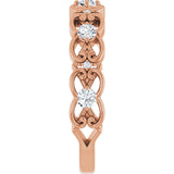 14K Gold Round Natural Diamond Vintage-Inspired Scroll Ring - Rose Gold - view 9
