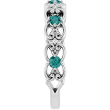 Platinum Round Lab-Grown Alexandrite Vintage-Inspired Scroll Ring - view 9