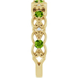 14K Gold Round Natural Peridot Vintage-Inspired Scroll Ring - Yellow Gold - view 9