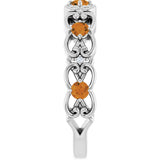 14K Gold Round Natural Citrine Vintage-Inspired Scroll Ring - White Gold - view 9