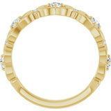 14K Gold Round Natural Diamond Vintage-Inspired Scroll Ring - Yellow Gold - view 7