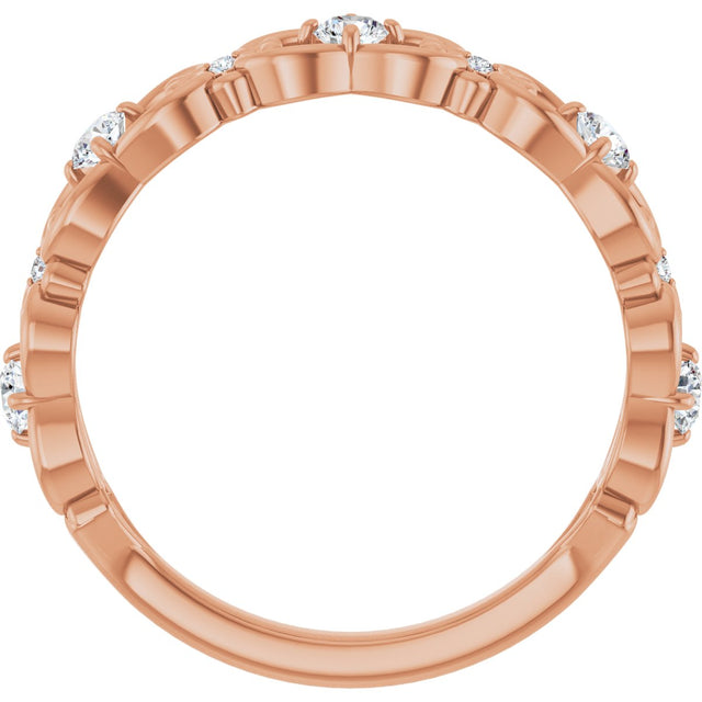 14K Gold Round Natural Diamond Vintage-Inspired Scroll Ring - Rose Gold - view 7