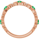 14K Gold Round Natural Emerald Vintage-Inspired Scroll Ring - Rose Gold - view 7