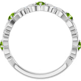 Platinum Round Natural Peridot Vintage-Inspired Scroll Ring - view 7
