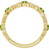 14K Gold Round Natural Peridot Vintage-Inspired Scroll Ring - Yellow Gold - view 7