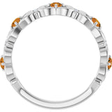 Platinum Round Natural Citrine Vintage-Inspired Scroll Ring - view 7