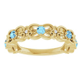 14K Gold Round Natural Aquamarine Vintage-Inspired Scroll Ring - Yellow Gold - view 8