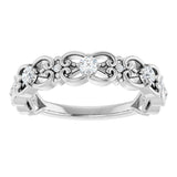 14K Gold Round Natural Diamond Vintage-Inspired Scroll Ring - White Gold - view 8